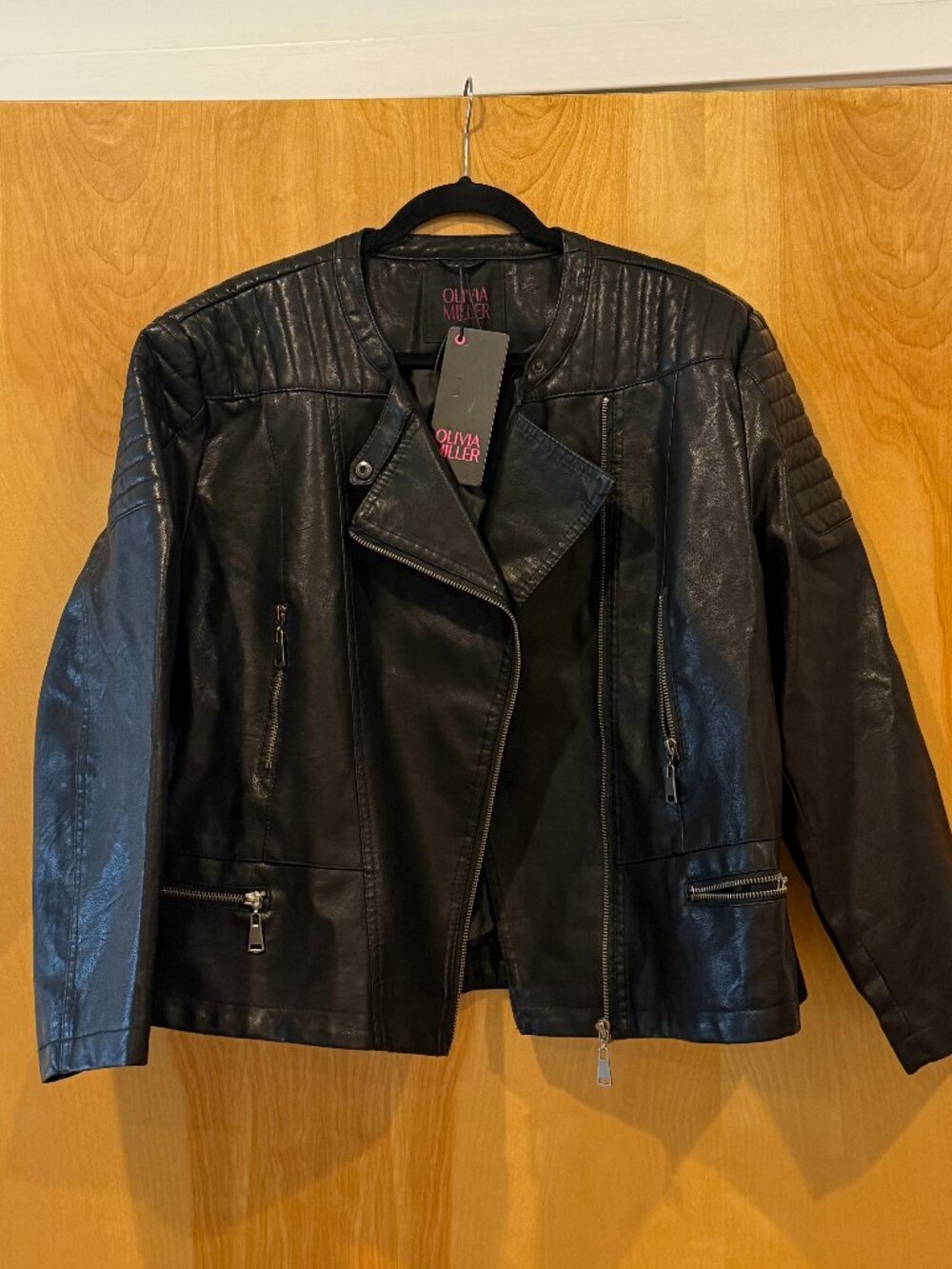Olivia Miller Faux Leather Moto Jacket Black NWT Size 1X